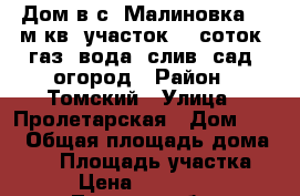 Дом в с. Малиновка 80 м кв, участок 30 соток, газ, вода, слив, сад, огород › Район ­ Томский › Улица ­ Пролетарская › Дом ­ 97 › Общая площадь дома ­ 80 › Площадь участка ­ 30 › Цена ­ 2 750 000 - Томская обл. Недвижимость » Дома, коттеджи, дачи продажа   